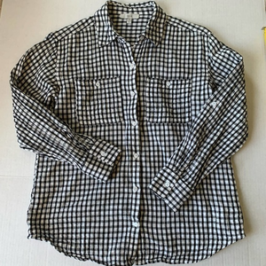 Joie Button‎ Up Shirt Sz XS Black/white Gingham